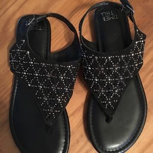 Time and Tru Black suede & crystal sandals